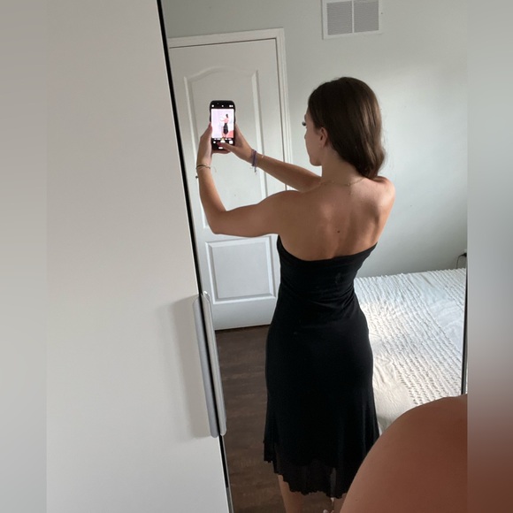 black mesh double lined strapless dress - Picture 4 of 6